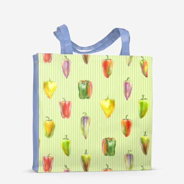 Сумка-шоппер «Разноцветные перцы на полосатом фоне»