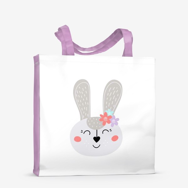 Сумка-шоппер «Милый зайчик. Кролик с цветочками»