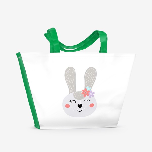 Пляжная сумка &laquo;Милый зайчик. Кролик с цветочками&raquo;