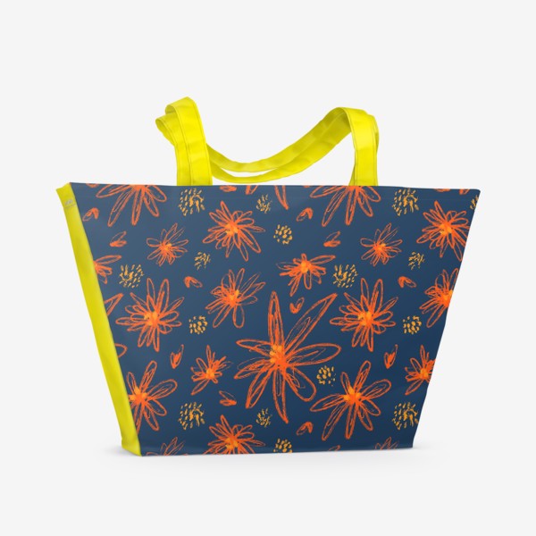 Пляжная сумка «оранжевые цветы»