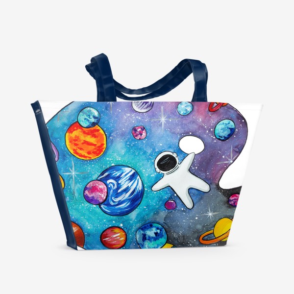 Пляжная сумка «Космос День Космонавтики Планеты Звезды Космонавт»