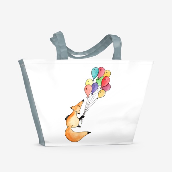 Пляжная сумка «Лисенок с шариками. Счастье на ниточке.»