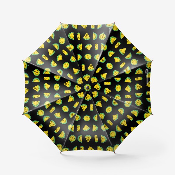 Зонт «Желтые арбузные дольки на черном»
