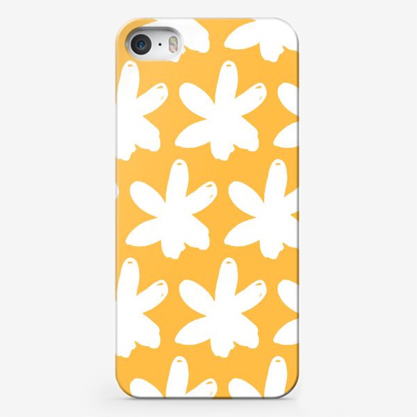 Чехол iPhone «Белые цветы на желтом фоне. Паттерн»