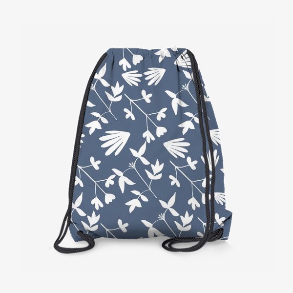 Рюкзак «Белый силуэт растений на темном фоне»