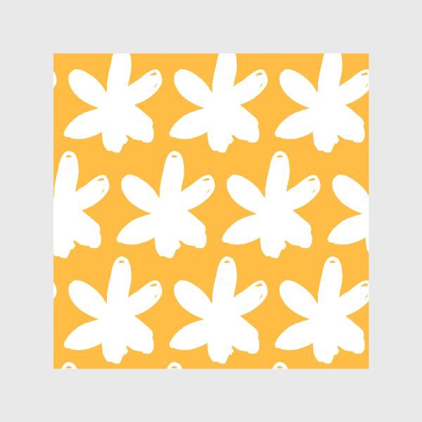 Шторы &laquo;Белые цветы на желтом фоне. Паттерн&raquo;