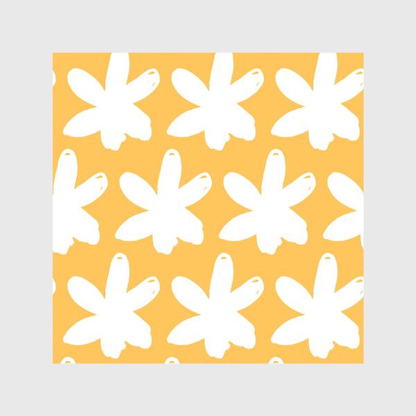 Скатерть &laquo;Белые цветы на желтом фоне. Паттерн&raquo;