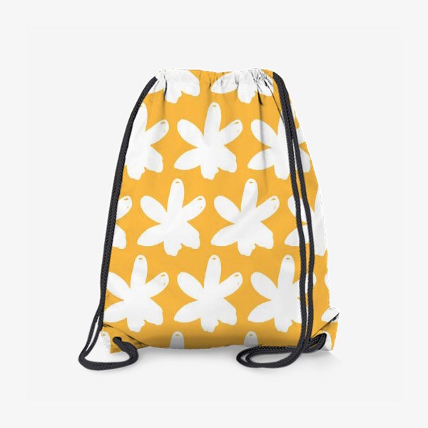 Рюкзак «Белые цветы на желтом фоне. Паттерн»