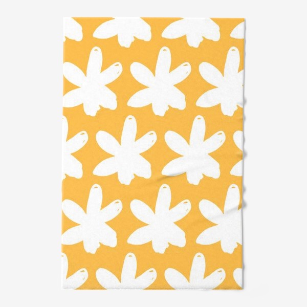Полотенце «Белые цветы на желтом фоне. Паттерн»