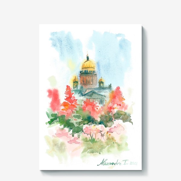 Холст «Исаакий в цветах, Санкт-Петербург»