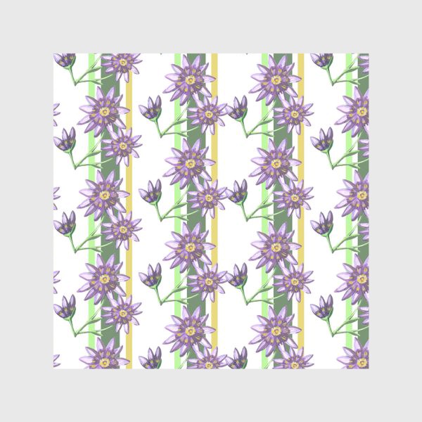 Скатерть &laquo;паттерн растительный орнамент с цветами и полосками акварель&raquo;