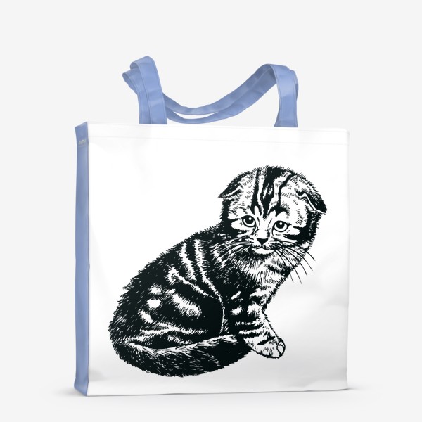Сумка-шоппер «вислоухий шотландский котенок рисунок графика»