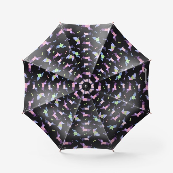 Зонт «Веселые таксы на черном»