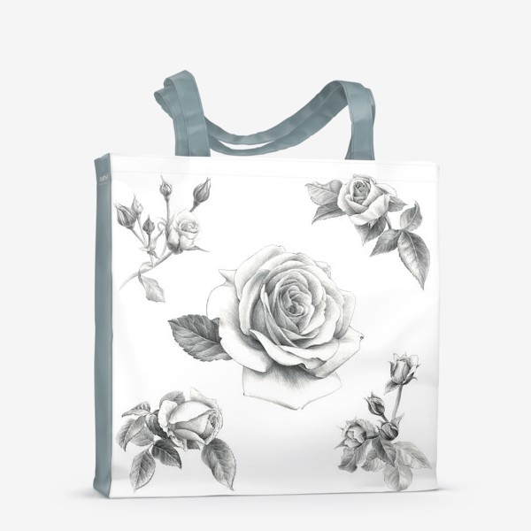 Сумка-шоппер «Винтажные розы на белом фоне ПОСТЕР»