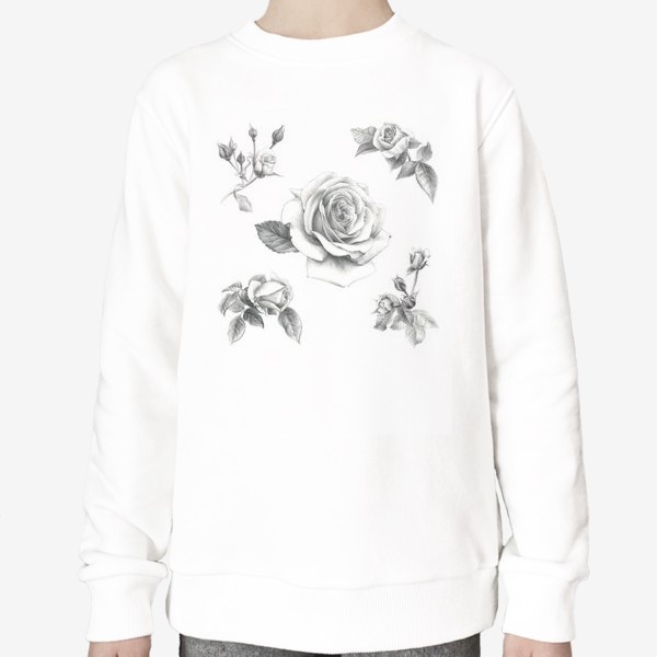 Свитшот &laquo;Винтажные розы на белом фоне ПОСТЕР&raquo;