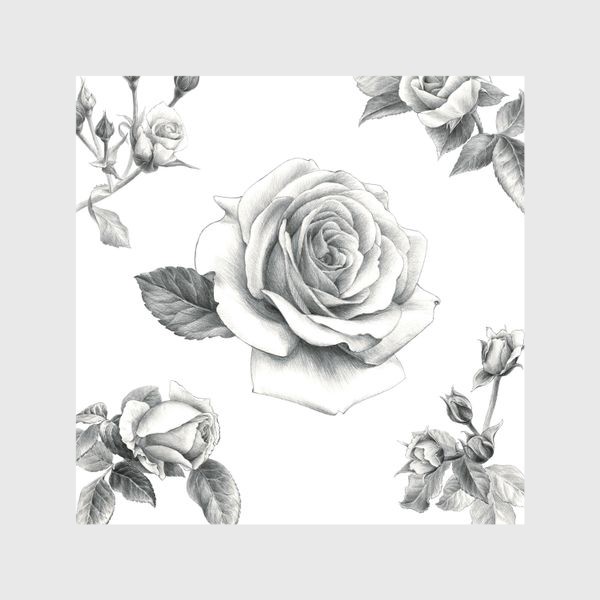 Шторы &laquo;Винтажные розы на белом фоне ПОСТЕР&raquo;
