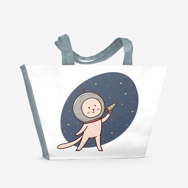 Пляжная сумка «Милый котик - космонавт. Мечты о космосе»