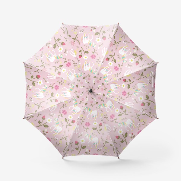 Зонт «Цветочный паттерн с единорогами»