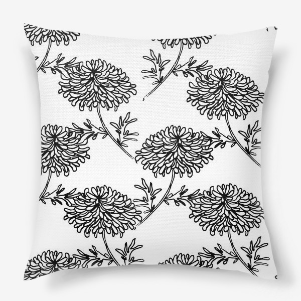Подушка «хризантемы черно-белые»