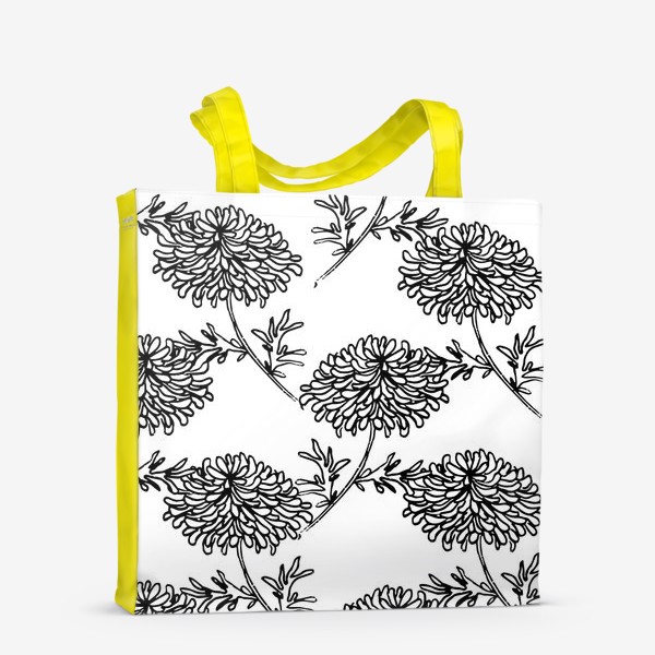 Сумка-шоппер «хризантемы черно-белые»