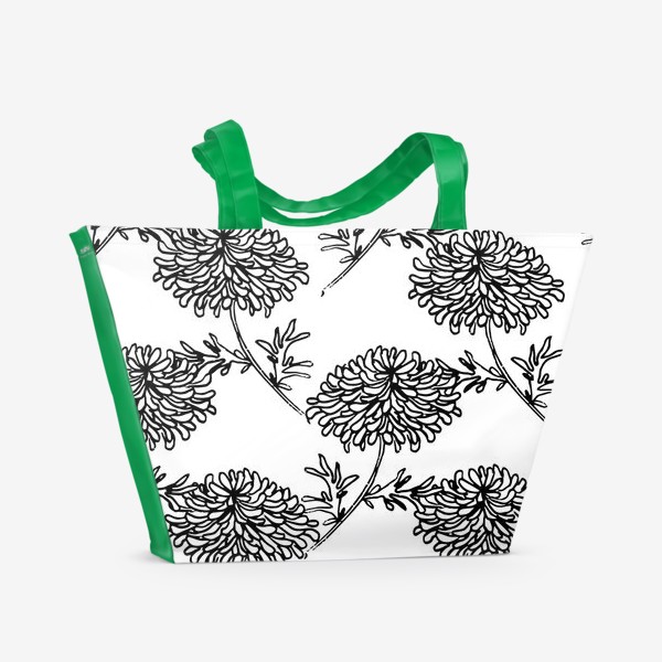 Пляжная сумка &laquo;хризантемы черно-белые&raquo;