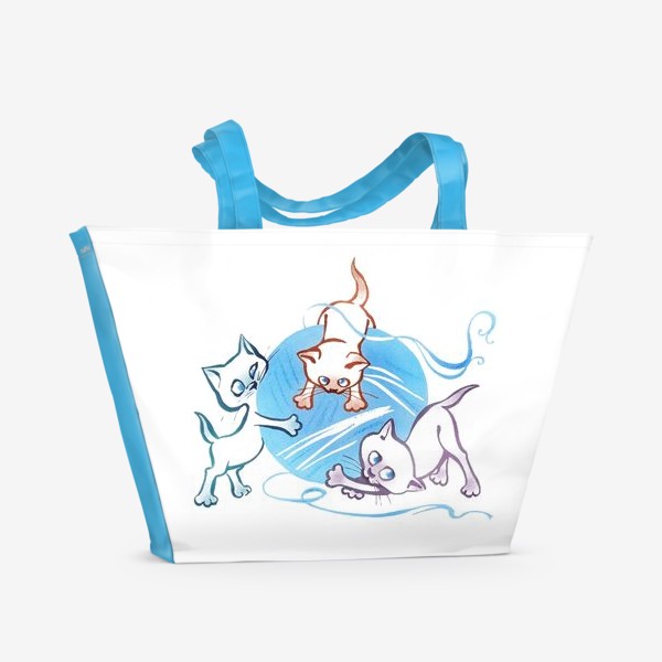 Пляжная сумка «клубок и котики»