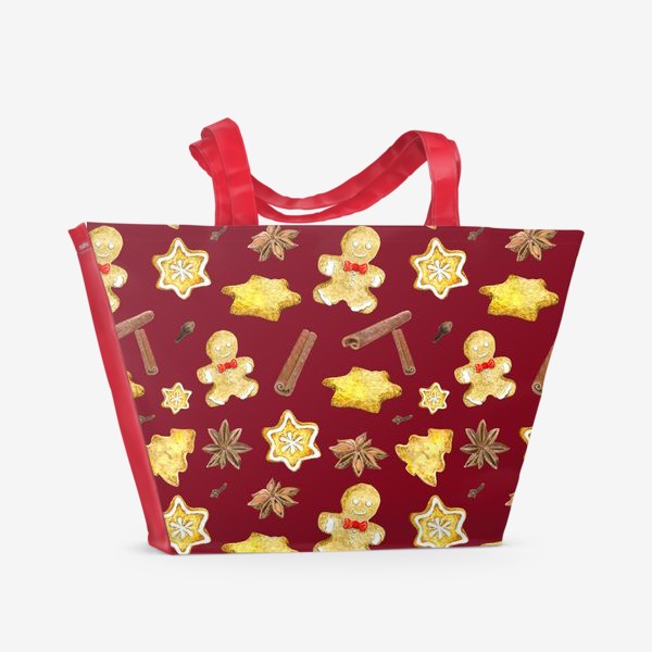 Пляжная сумка «Пряничный человечек,печенье,корица»