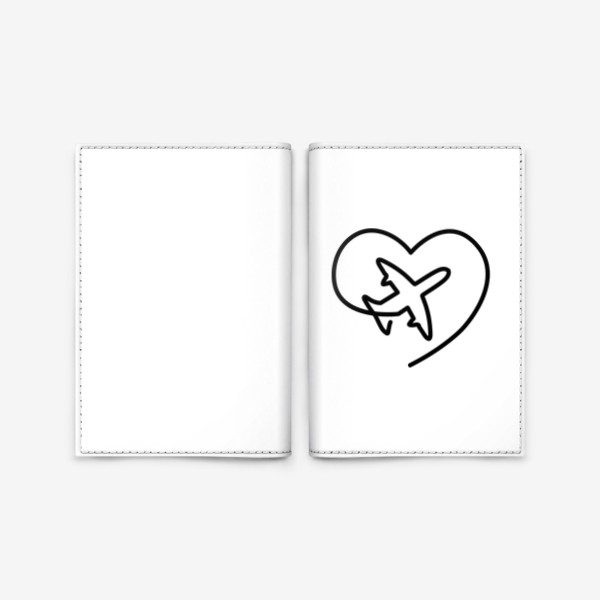 Обложка для паспорта «Минимализм. Самолёт. Сердце»