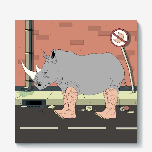 Холст «Босоногий носорог»