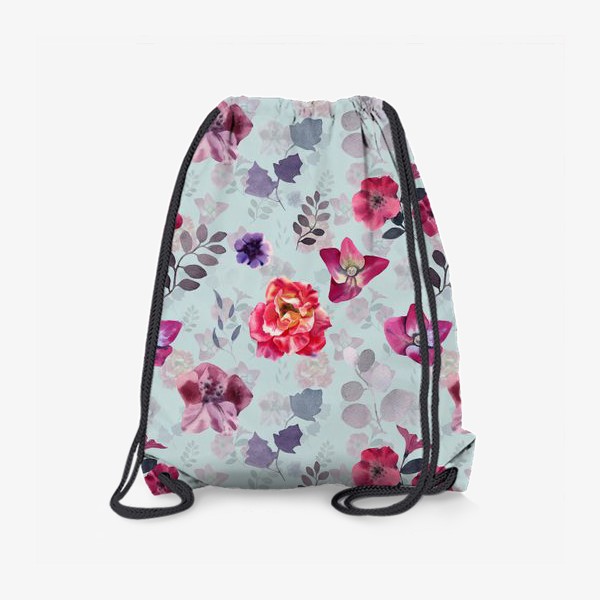 Рюкзак «Pink flowers . Turquoise»