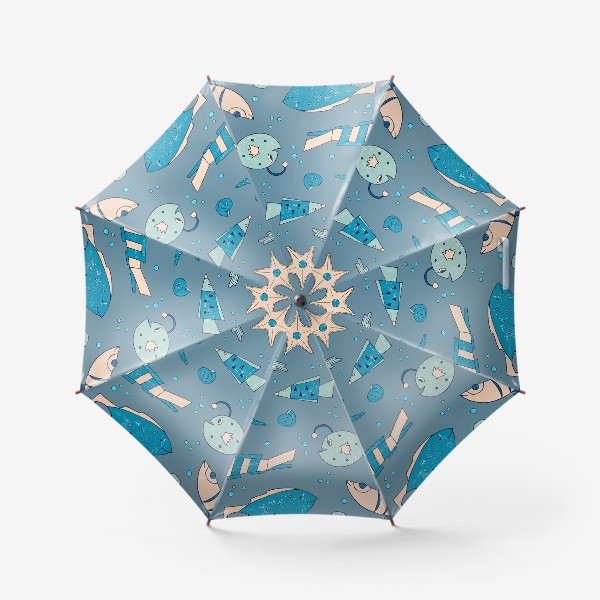 Зонт «рыбы, морской узор»