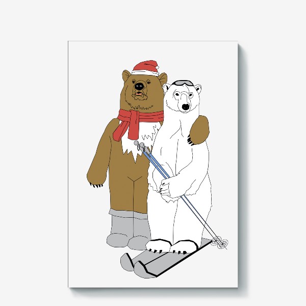 Холст &laquo;спорт семья: белый и бурый медведь&raquo;