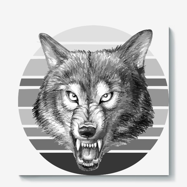 Холст &laquo;реалистичная  иллюстрация волка, мужской принт&raquo;