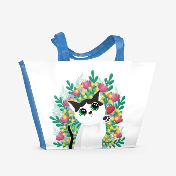 Пляжная сумка «Леди Бу и цветы»