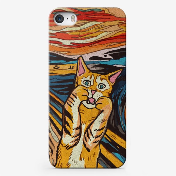 Чехол iPhone «Крик полосатого кота - пародия на Мунка»