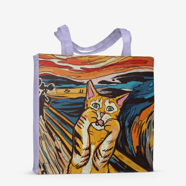 Сумка-шоппер «Крик полосатого кота - пародия на Мунка»