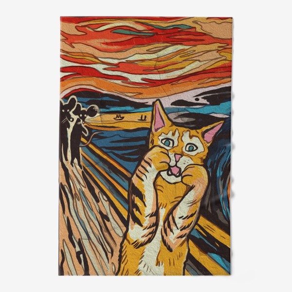 Полотенце «Крик полосатого кота - пародия на Мунка»