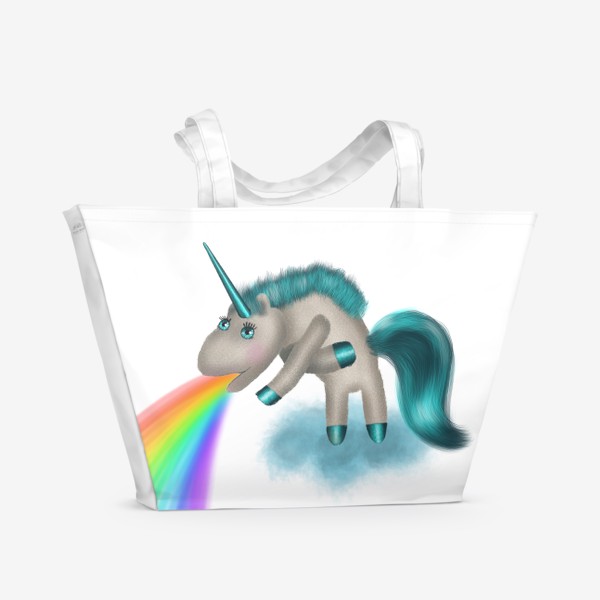 Пляжная сумка «Единорог, которому все надоело, его тошнит радугой»