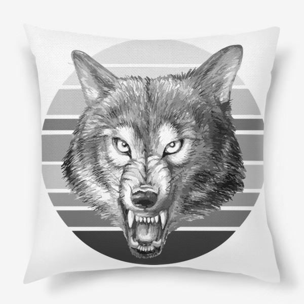 Подушка «реалистичная  иллюстрация волка, мужской принт»