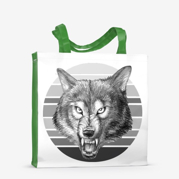 Сумка-шоппер «реалистичная  иллюстрация волка, мужской принт»