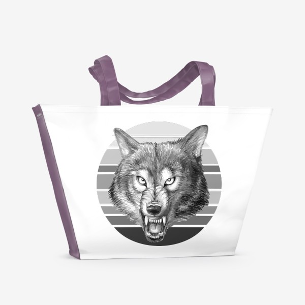 Пляжная сумка «реалистичная  иллюстрация волка, мужской принт»