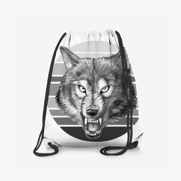 Рюкзак «реалистичная  иллюстрация волка, мужской принт»