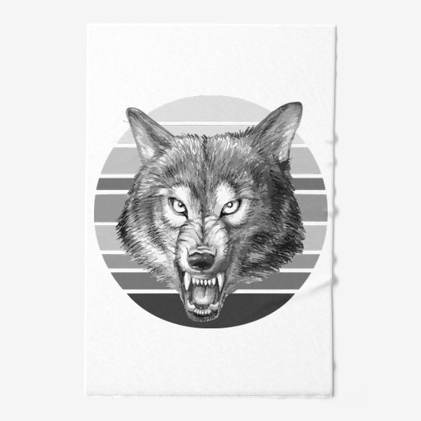 Полотенце «реалистичная  иллюстрация волка, мужской принт»