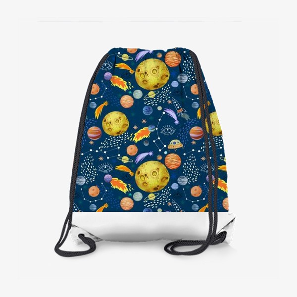 Рюкзак «Космическая одиссея. Космос, планеты, космические корабли, созвездия, символ глаза»