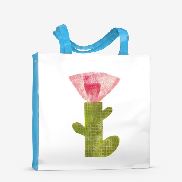 Сумка-шоппер «Тропический цветок, ручная печать, крупно (розовый)»