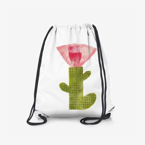 Рюкзак «Тропический цветок, ручная печать, крупно (розовый)»