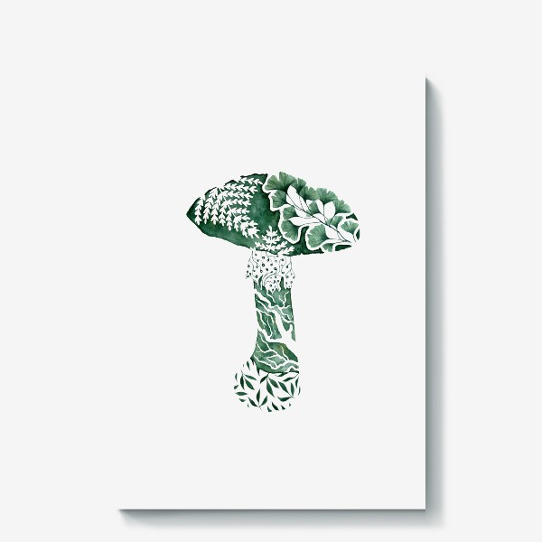 Холст &laquo;Ботаническая иллюстрация. Растительный орнамент. Гриб мухомор&raquo;