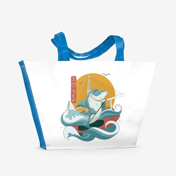 Пляжная сумка «Акула. Сапсерфинг. Владивосток»