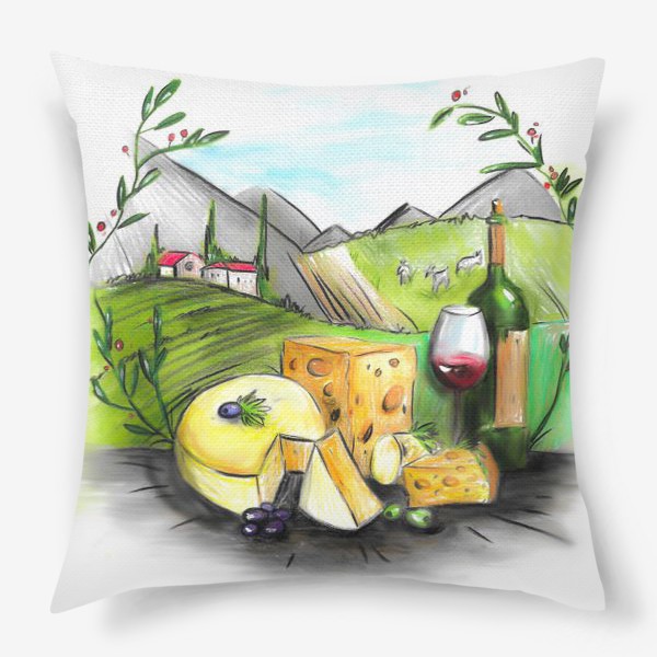 Подушка «натюрморт с сыром»