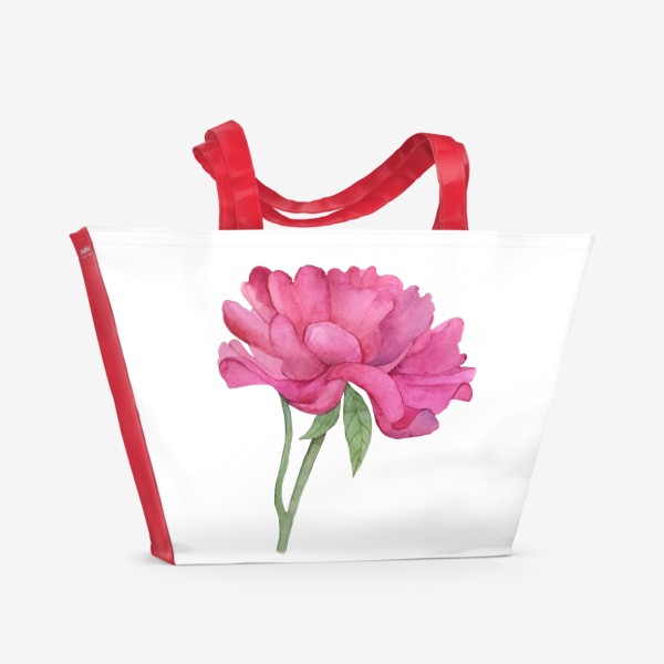 Пляжная сумка «Акварель цветок весна лето Розовый пион»